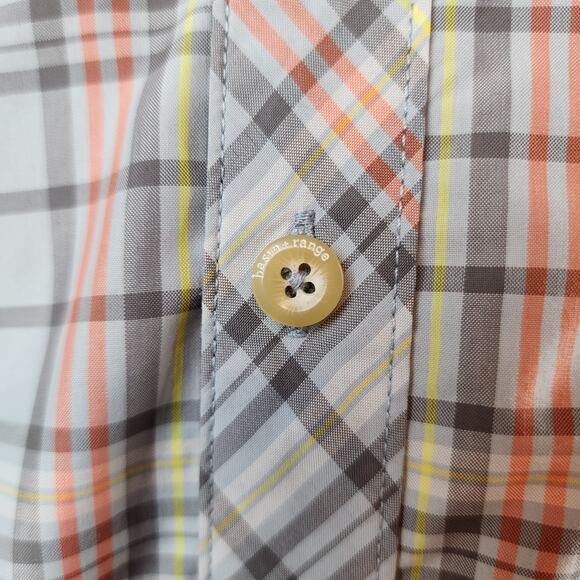 Basin and Range Blue Orange Plaid SS Shirt Lightweight Mens Large Fishing Hiking - Picture 3 of 10